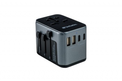 Utazó adapter, univerzális, USB-A(QC 3.0)/USB-C(PD30W)2xUSB, VERBATIM "UTA-03"